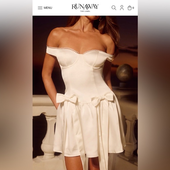 Aubrey Off the Shoulder Mini Bow Dress by Runaway The Label - Picture 15 of 15